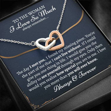 To The Woman I Love So Much Interlocking Hearts Necklace - Love You This Much